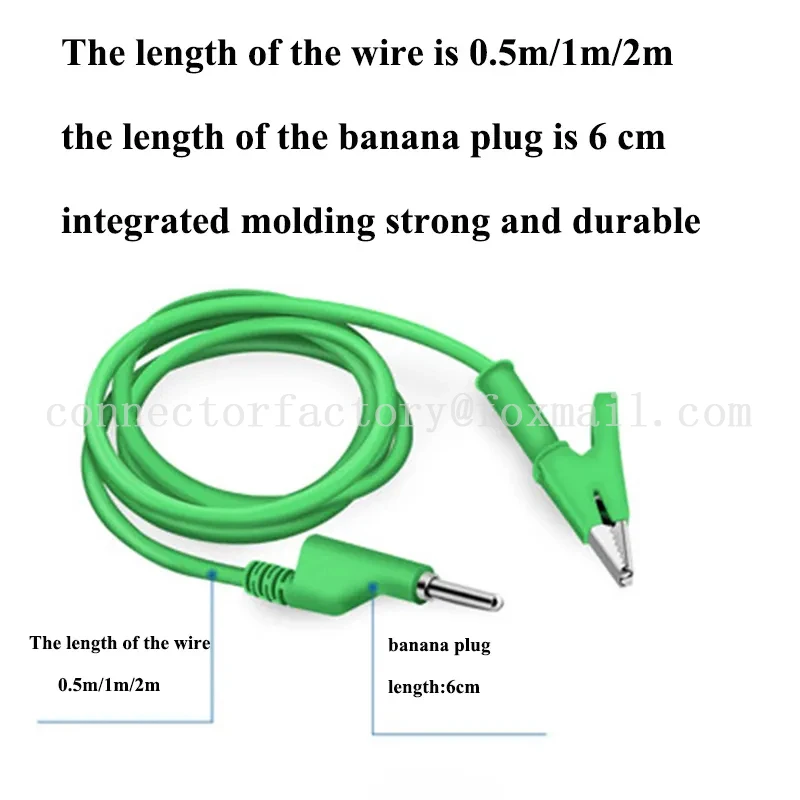 0.3m/0.5m/1m/1.5m/2m/3m 4mm Banana Plug To Opening 10mm Alligator Clip Power Test Line High Voltage Power Clips Multimeter Plug