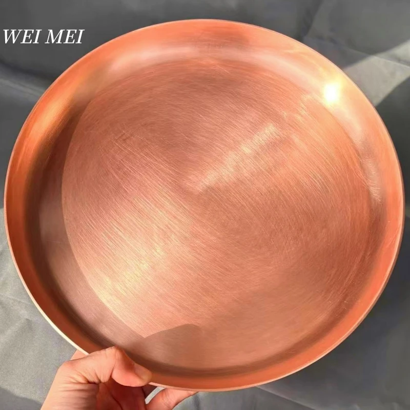 

Большой размер, винтажный поднос для кофейной чашки из чистой меди, 30 см, тарелка для чашки, блюдце ручной работы, домашняя тарелка для закусок, тарелка с диском для еды, посуда