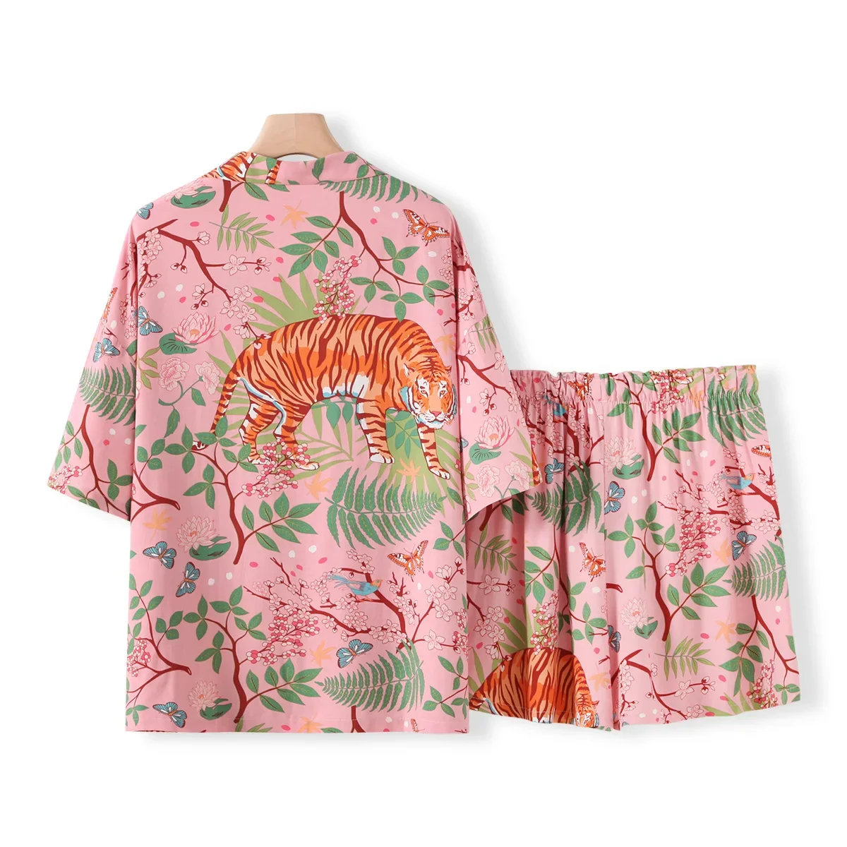 Tiger Animals Print Cotton Pajamas for Women Comfortable Sleepwear Ladies Pajamas Suit for Spring and Summer Ladies Homewear image 2