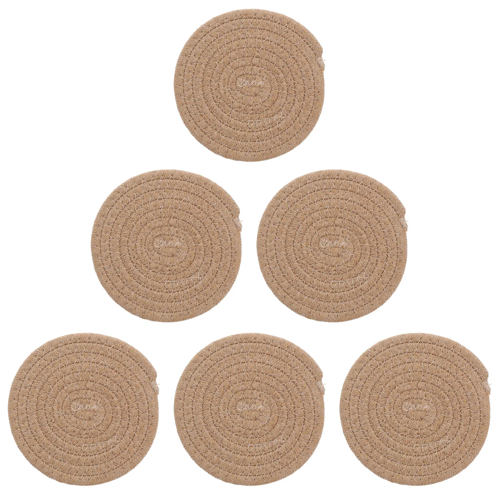 6Pcs Woven Cotton Rope Placemats Elegant Anti-Scald Table Protection Mats for Dining Table Hot Pots Teacups Kitchen Outdoor Use