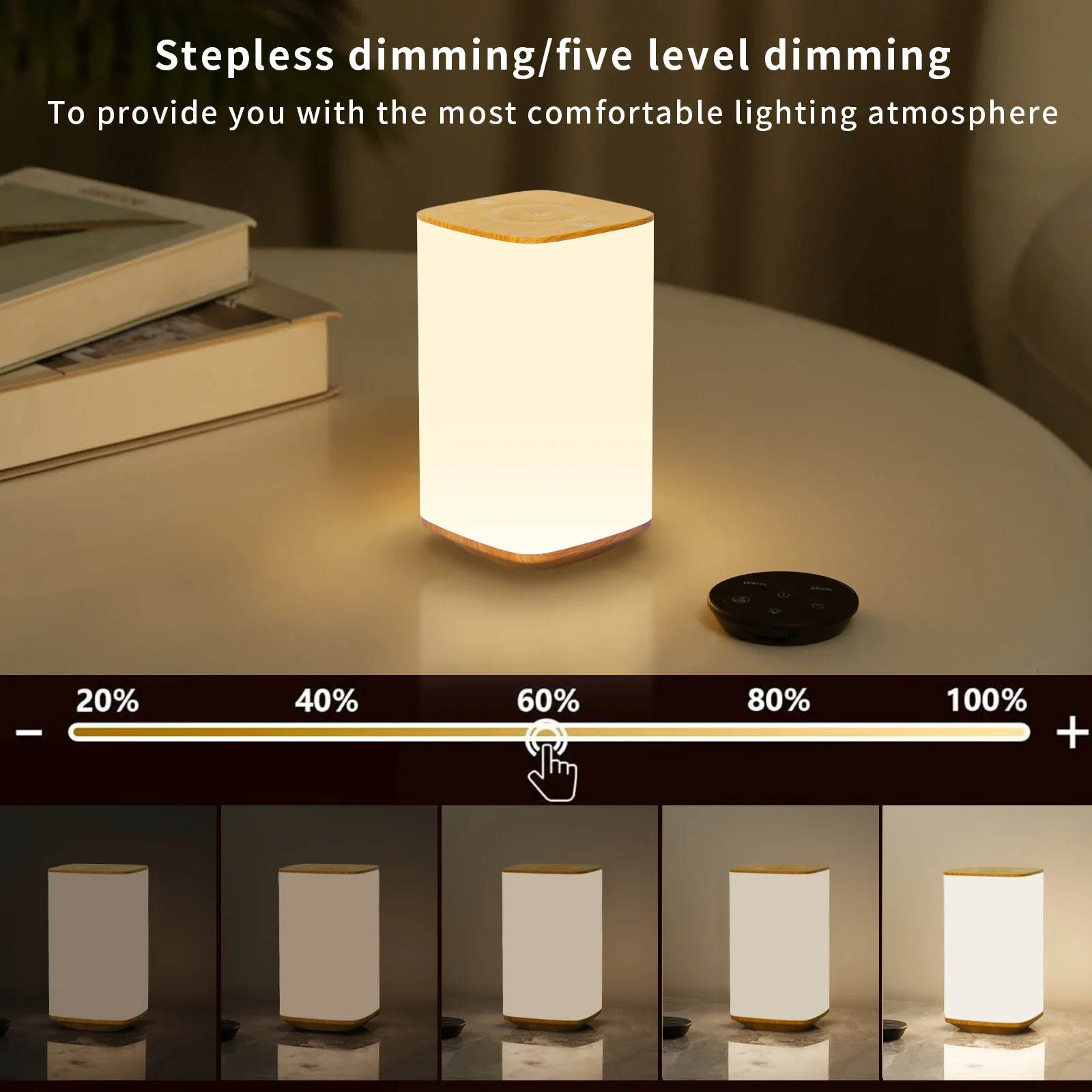 Rechargeable Touch Table Lamp RGB Dimmable Night Light with Remote Control Timed Bedside Lamp For Bedroom Living Room Lighting