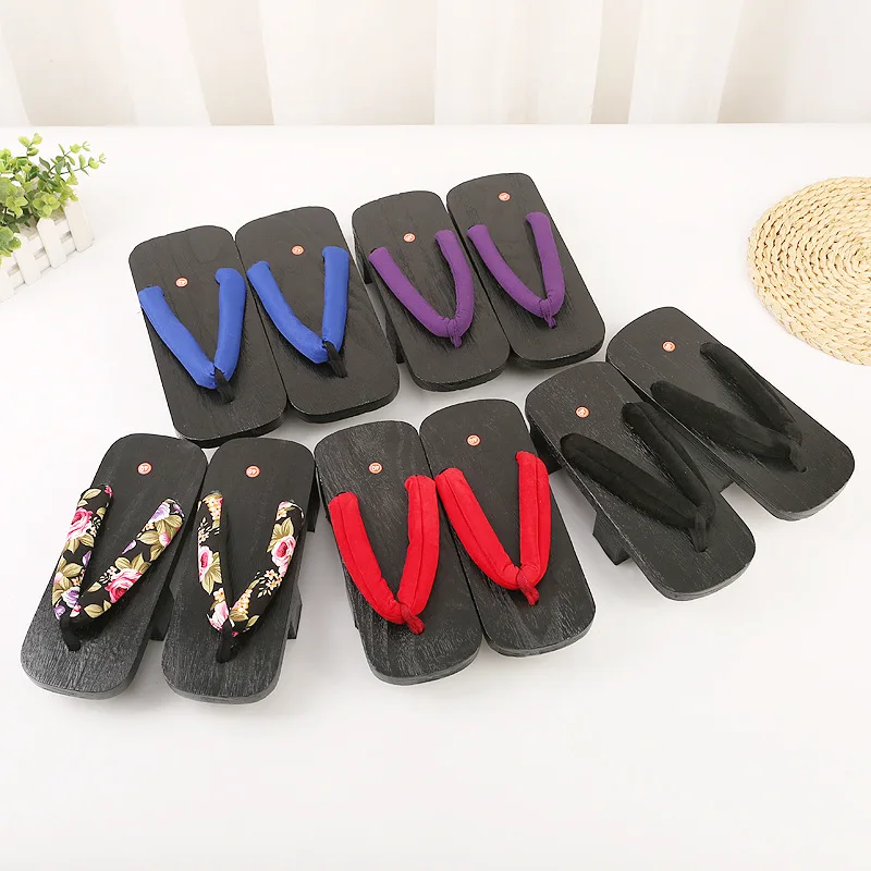 Women Men Japanese Dragon Kimono Shoes Cosplay Costume Clogs Geta Traditional Wooden Samurai Flip Flop Oriental Slippers