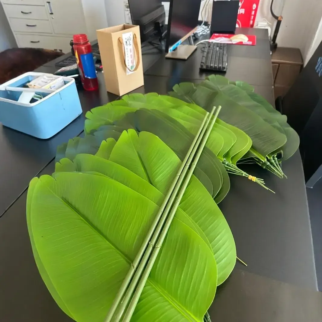 

Big Leaf Artificial Green Plant High Sense Bird of Paradise Vase Flower Arrangement Fake Plant Potted Plant Home Decoration Wed