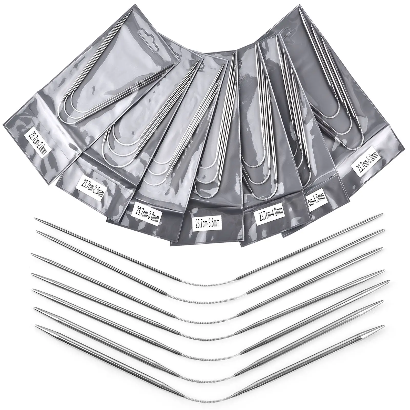 

3Pcs Circular Knitting Needles Metal Cable Circular Knitting Needles Set Knitting Yarn Knitting Needles For Sweaters Hats Socks