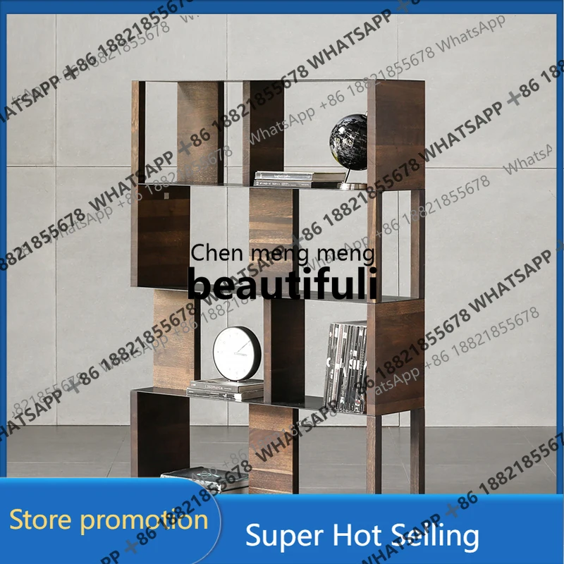 

Italian Minimalist Stainless Steel Bookshelf Multi-layer Simple Solid Wood Storage Rack Study Bookshelf Floor-standing