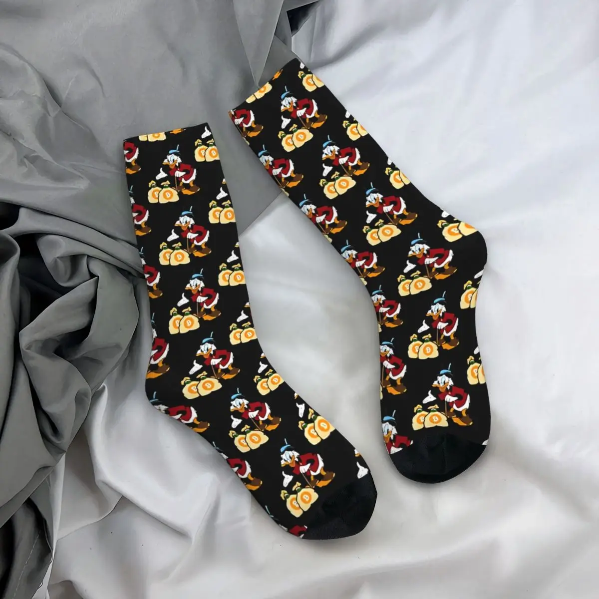 Happy Funny Picsou Save Bitcoin Classique Vintage Harajuku Disney Hip Hop Novelty Pattern Crew Crazy Sock