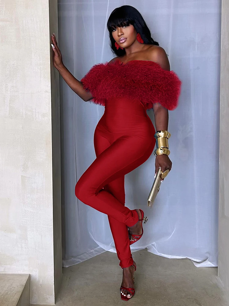 

Leosoxs Роскошный меховой комбинезон женский Y2K сексуальный хипстерский фитнес лоскутный комбинезон с разрезом на шее и длинными рукавами стрейч активный тонкий комбинезон