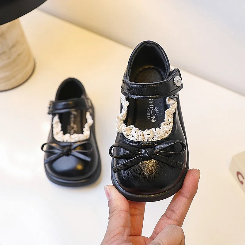 

Baby Flat Shoes Princess Style Sweet Lace Kids Walking Shoes Round Toes 2025 Spring Autumn New Toddler MaryJanes Soft Bottom