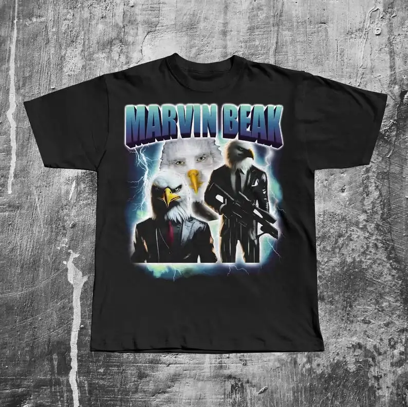 Marvin Beak Staring Eagle Dank Meme T-shirt, Brainrot Shirt, Unhinged Clothes, Weird Tshirt, Inappropriate Tees, Offensive Tee