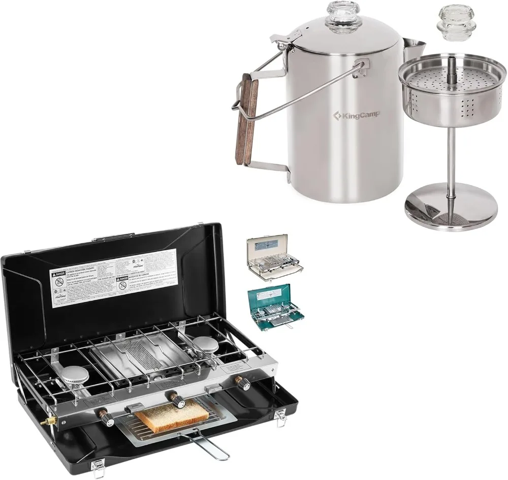 موقد محمول من البروبان ذو 3 شعلات مع وعاء قهوة Percolator #2