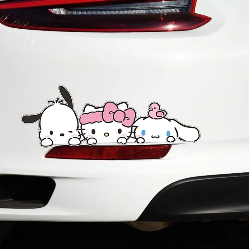 Sanrio-gato bonito adesivo para janela do carro, auto decalque, acessórios, Cinnamoroll, adesivo