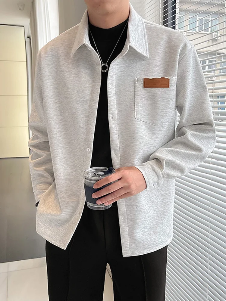 

Spring Autumn Long Sve irt Sle Knitted Casual Versatile Men's Jaet 2023 New Faion Stand Fit Polyester Blend