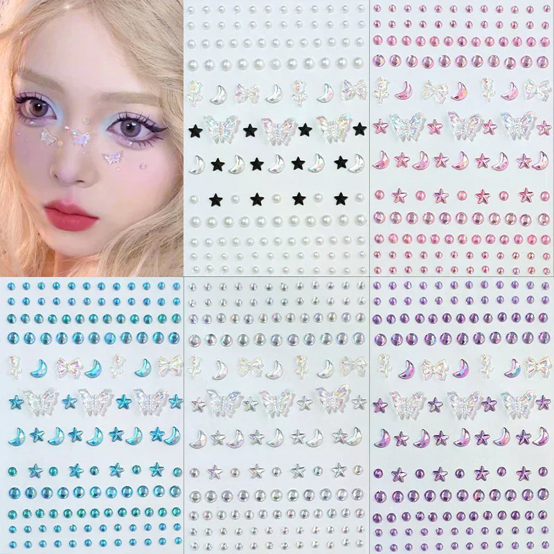 1Pcs Face Gem Pearl Sticker 3D - Body Jewelry Stickers recension och pris