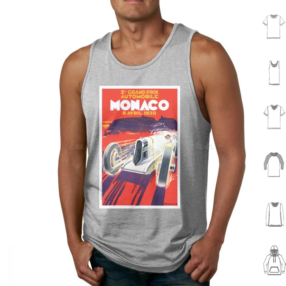 1930 Monaco Grand Prix Racing Poster Tank Tops Print Cotton Monaco Grand Prix Vintage Grand Prix Vintage Racing Grand