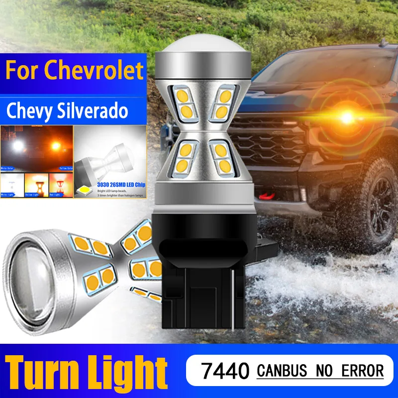 

2PCS WY21W 7440 7441 T20 Canbus Error Free LED Turn Signal Lights Blinker Bulbs Yellow Amber WHITE For Chevrolet Chevy Silverado