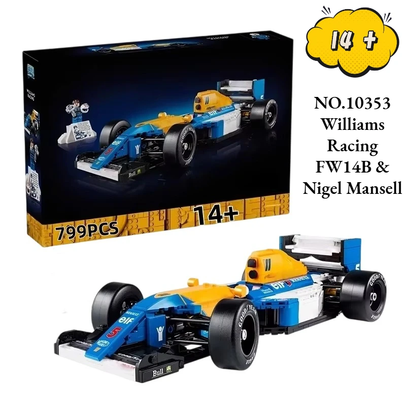 الإبداعية صالح 10353 ويليامز فريق FW14B نيجل مانسل 799 قطعة سيارة زرقاء اللبنات نموذج لعبة الطوب هدايا عيد الميلاد