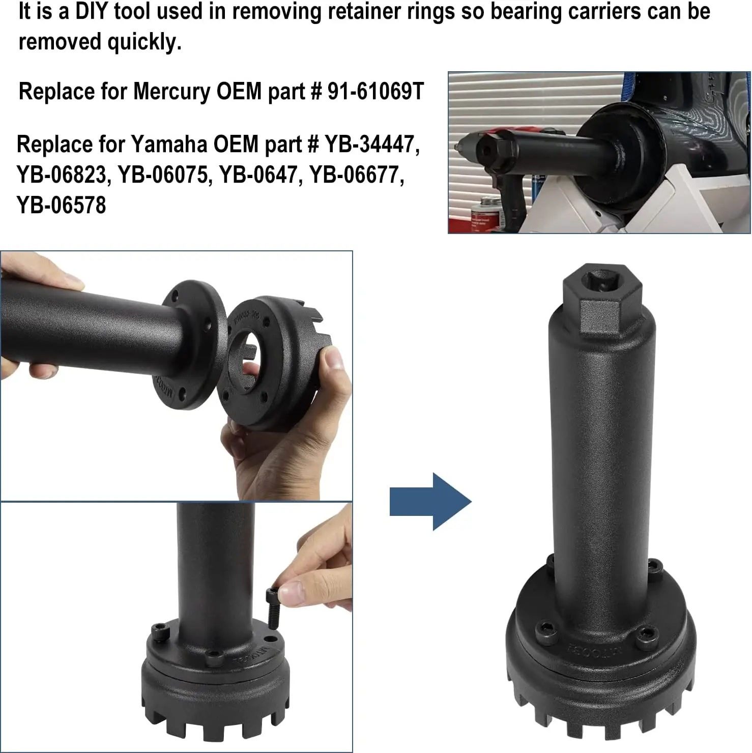 Lower Carrier Retainer Retaining Ring Nut Wrench Tool Kit Fit For Yamaha Honda Suzuki Mercury MerCruiser Drive Units & Outboards