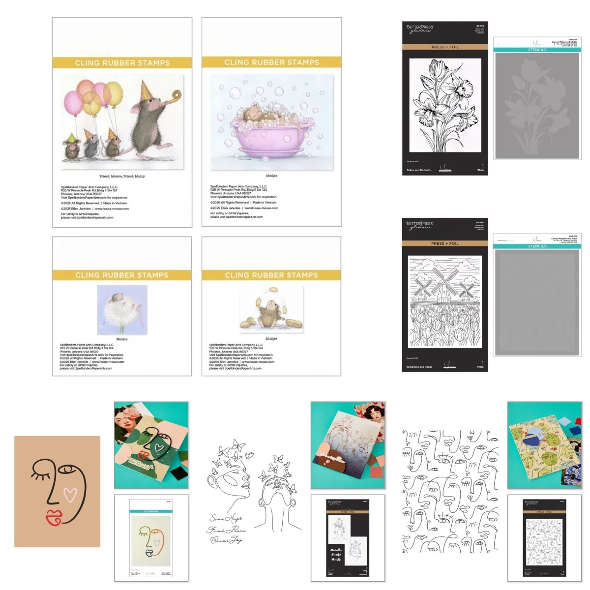 

March 2026 New Mouse Party Parade Girl Facets Metal Cutting Dies Clear Stamps Tulip Press Plate Stencil for DIY Scrapbook