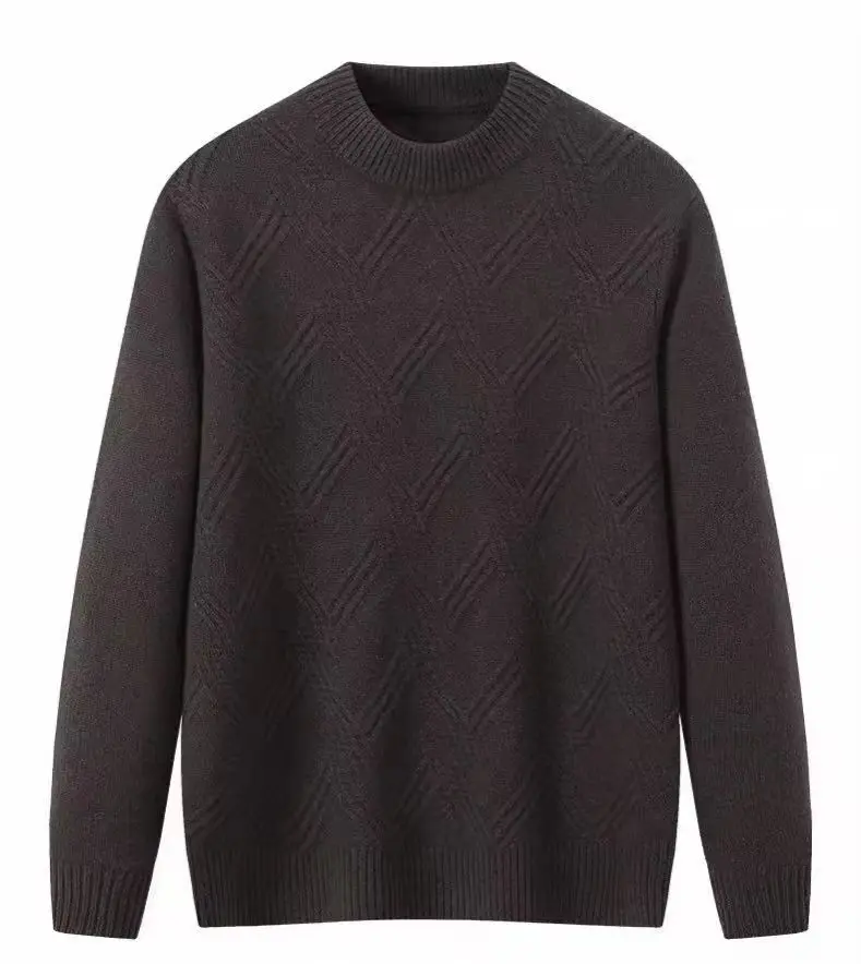 Men's Pure Cashmere Jacquard Padded Casual Business Shirt Sweater Fall/Winter Collection 100% Luxury Warm Fashion