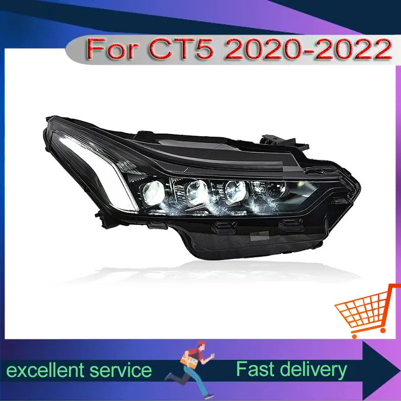 Car Accessories for Vehicles For Cadillac 2019-2023 CT5 Newest Front Light DRL Head Lamp Turn Signal Dynamic Full LED Lens Auto