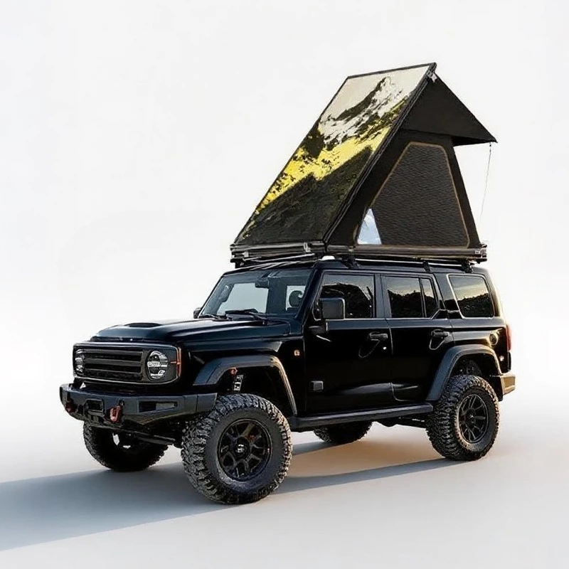 Ultra-thin Roof Tent Aluminum Alloy Triangular 8CM Ultra-light Speed Open Hard Top Car Tent