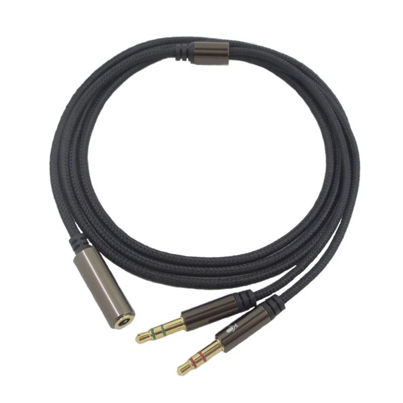 Strengthful and Powerful Extend 2 in 1 Headset Line 120cm Length Line Anti-aginge Cable with Gold-Plated Plugs