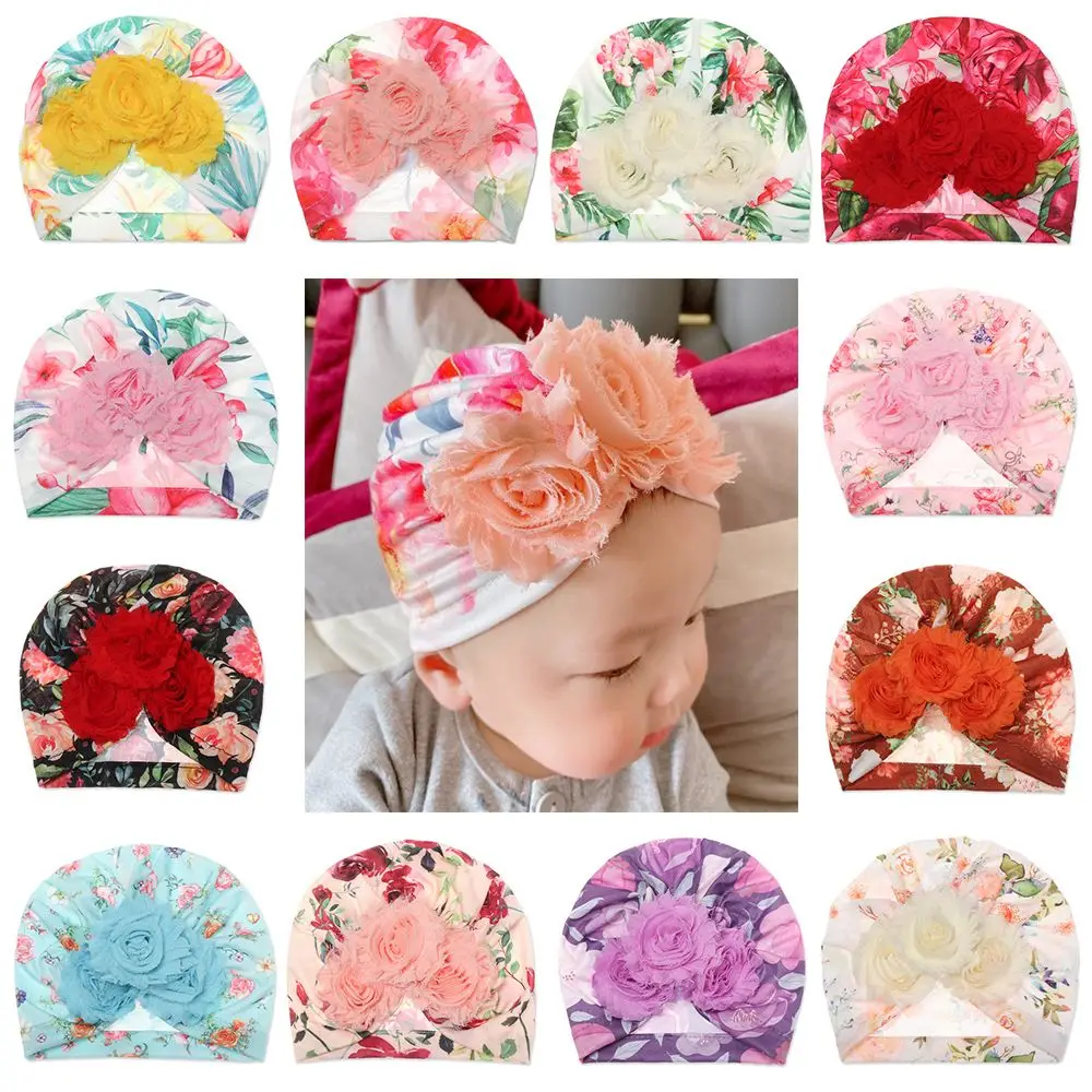 Hair Accessories Cute Sweety Bowknot Hairband Cap Baby Sunscreen Kids Flower Turban Hat Elastic Floral Headband