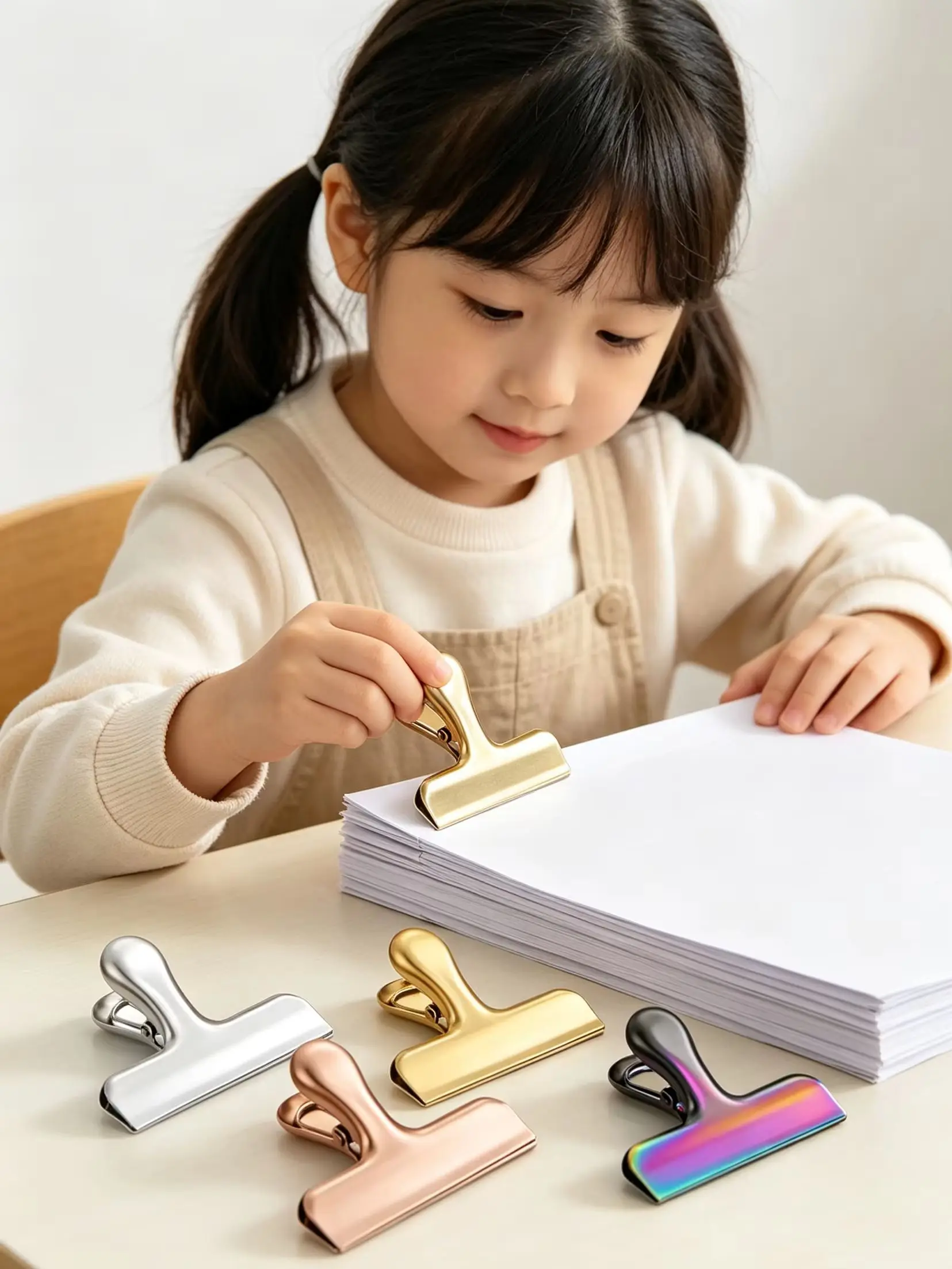1PC Multi‑Function Metal Binder Clips, Colorful Decorative Paper Clamps for Planner Journal Office School Stationery Supplies