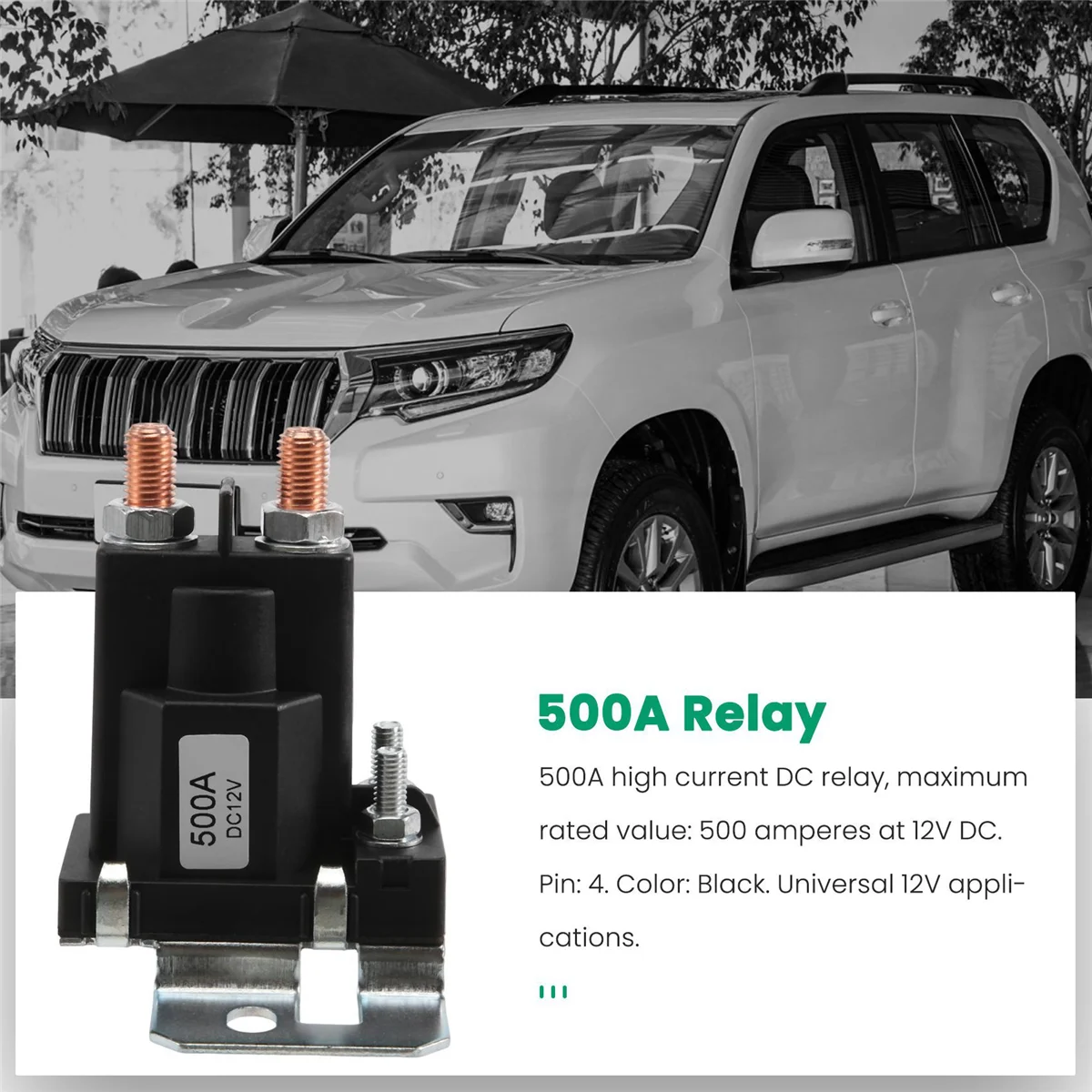 รีเลย์แบตเตอรี่เริ่มเปิด/ปิด4ขา500A 12V สำหรับสวิตช์ไฟฟ้าในรถยนต์