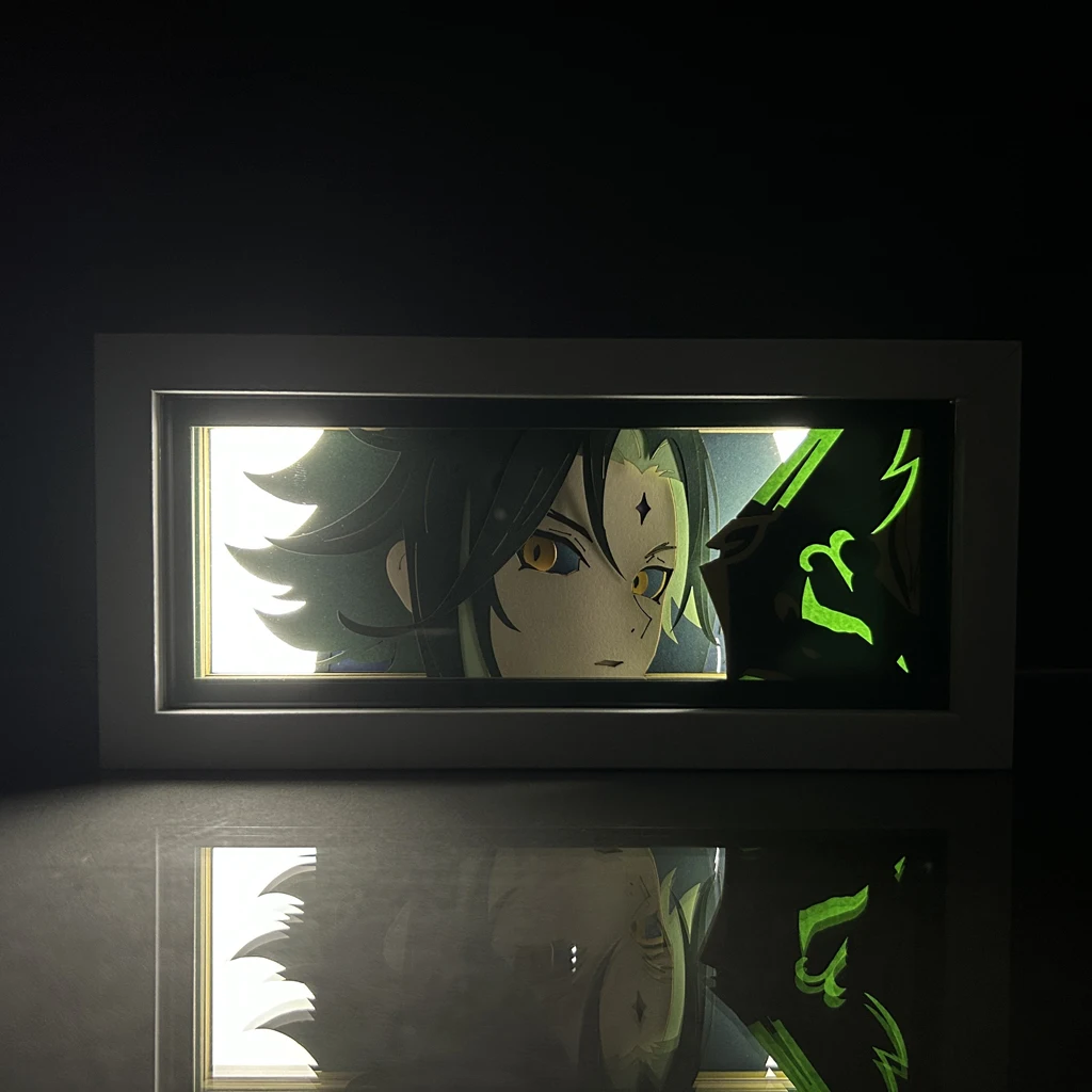 Led Light Box Genshin Impact Xiao for Gaming Room Decor Desk Lightbox Paper Cut Shadow Box Child Birthday Gift Gamer Table Lamps