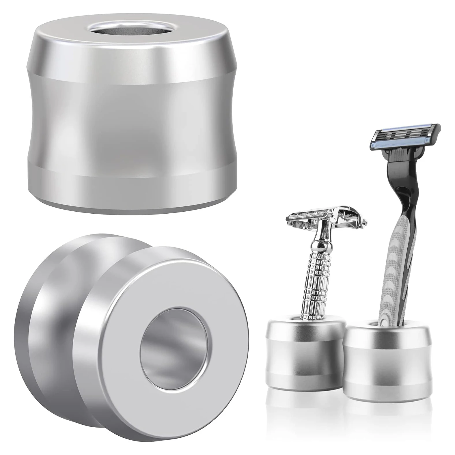 Safety Razor Stand, Aluminum Alloy Men\'s Shaving Stand for Bathroom Countertops Men\'s Metal Manual Beard Shaver Holder