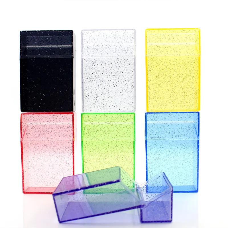 clear sparkly cigarette case Snowflake Cigarette Case Portable Moisture-proof and Pressure-proof Plastic Shiny  Transparent Cigarette Case Ladies Gift