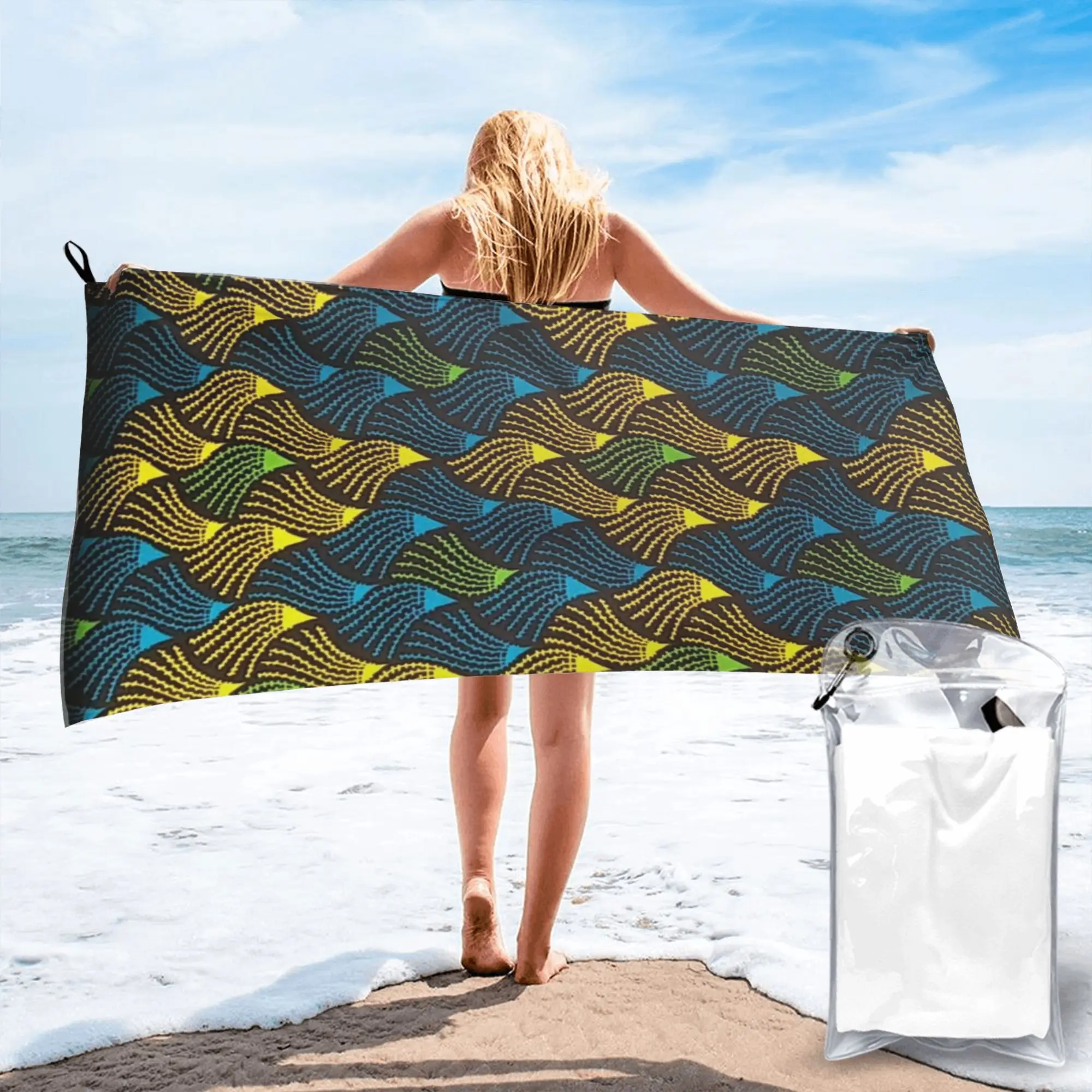 

Пляжное полотенце из африканской ткани Анкара с восковым принтом, мягкое, из микрофибры, быстросохнущее, впитывающее, для плавания