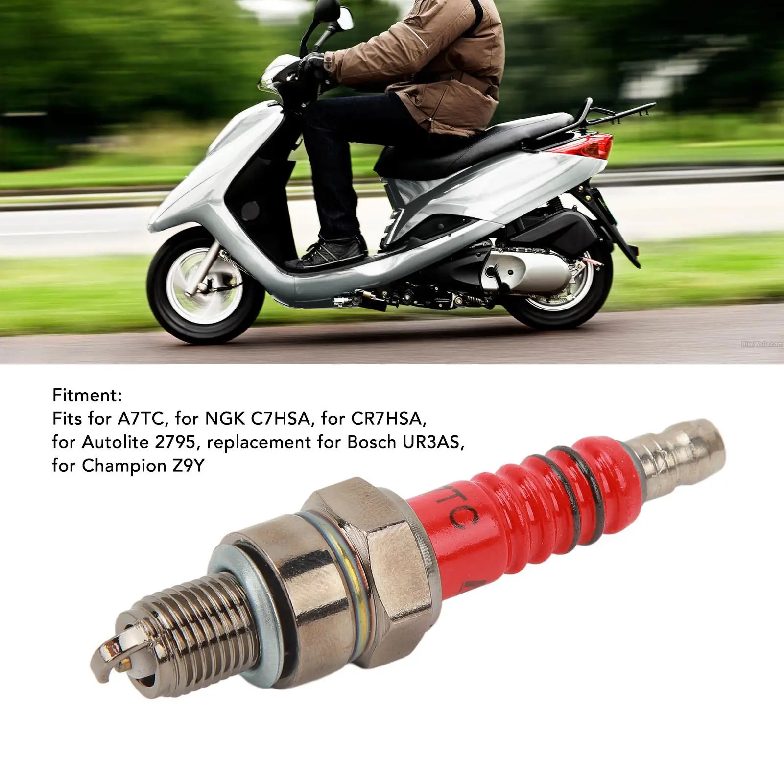 Motorcycle Spark Plug A7TC Powersports Spark Plug Set Anti Vibration Improve Ignition Efficiency for four Stroke Scooter for gy6