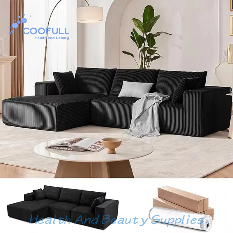 Coofull Wholesale Luxury Corduroy Convertible Compressed Sofa Bed High Density Sponge Vacuum Packed Couch Sofa for Apartment
