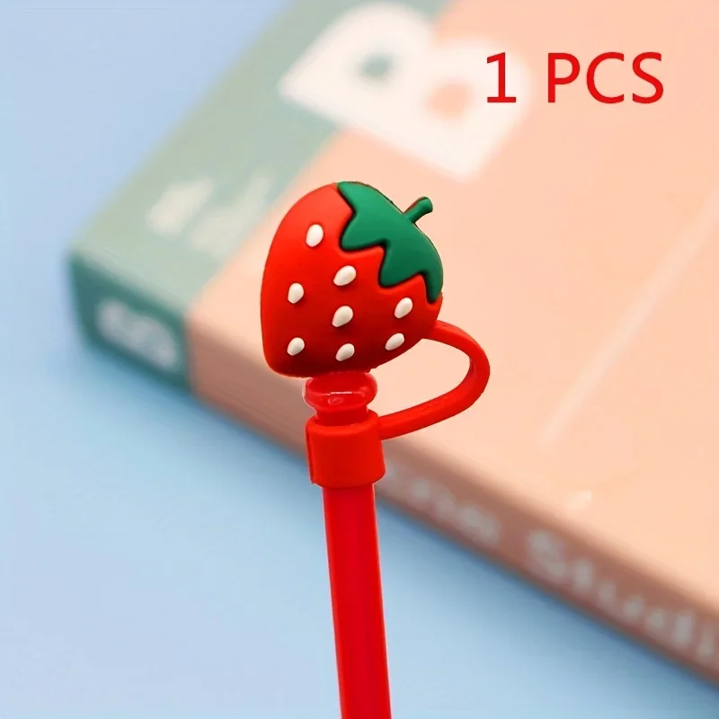1pc/4pcs Reusable Strawberry Shape Straw Covers Reusable Drinking Straw Tips Lids Straw Toppers Straw Plug For 7-8mm Straws