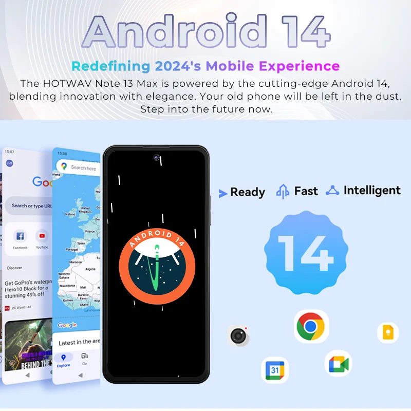 هاتف محمول HOTWAV Note 13 Max بشاشة 6.8 بوصة HD + شاشة أندرويد 14 6 جيجابايت 256 جيجابايت هاتف محمول 48 ميجابكسل 5160 مللي أمبير في الساعة 9.2 ملم هاتف ذكي رفيع للغاية