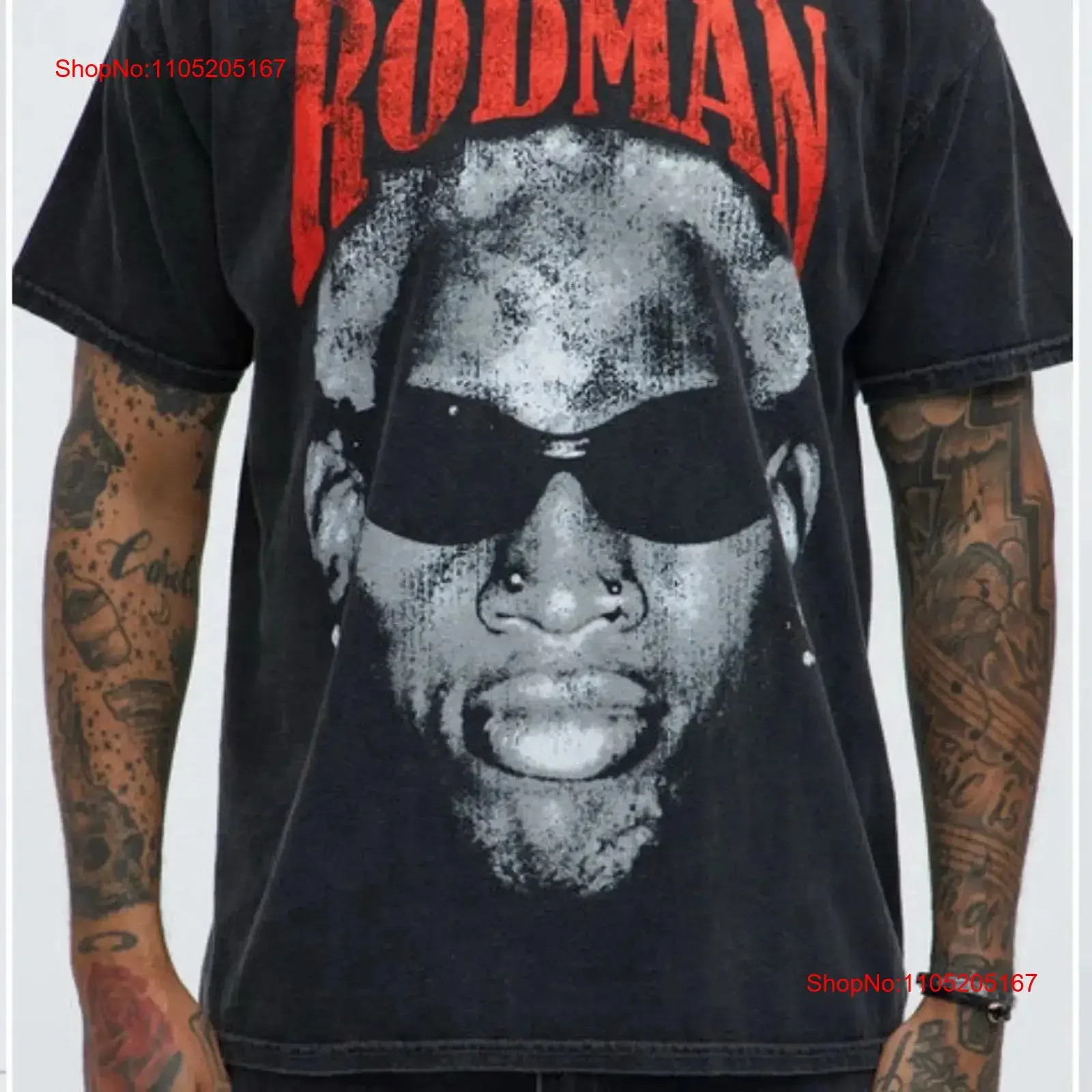 Rodman grande rosto oversized t camisa denis médio novo vintage lavado topo para uso diário versátil streetwear gráfico