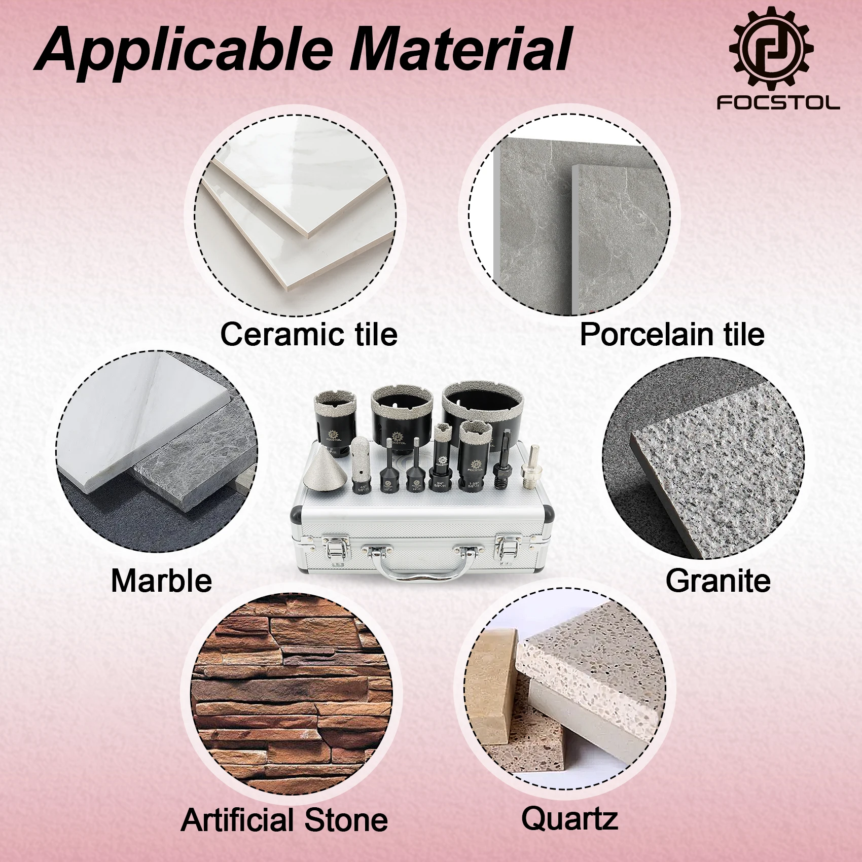 

FOCSTOL Diamond Drill Bit for Tile Marble Granite Ceramic Chamfer Bit Milling Bit 5 8-11 Thread Tool Kit Hole Saw Drill Core Bit