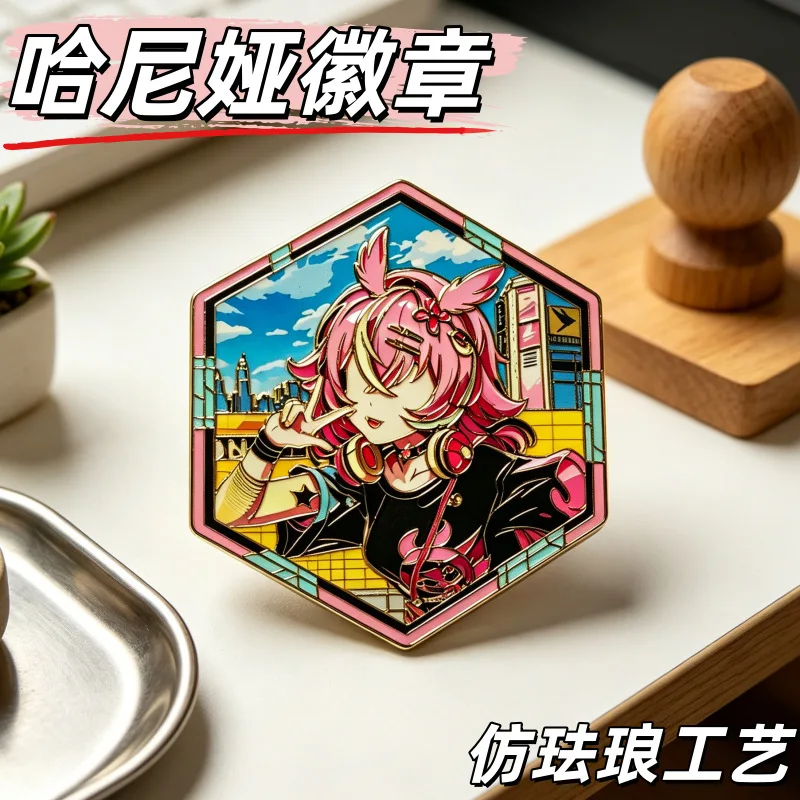 Neverness to Everness Haniel Hexagon Enamel Pin Badge Fan Made Anime Game Brooch Bag Charm Collectible