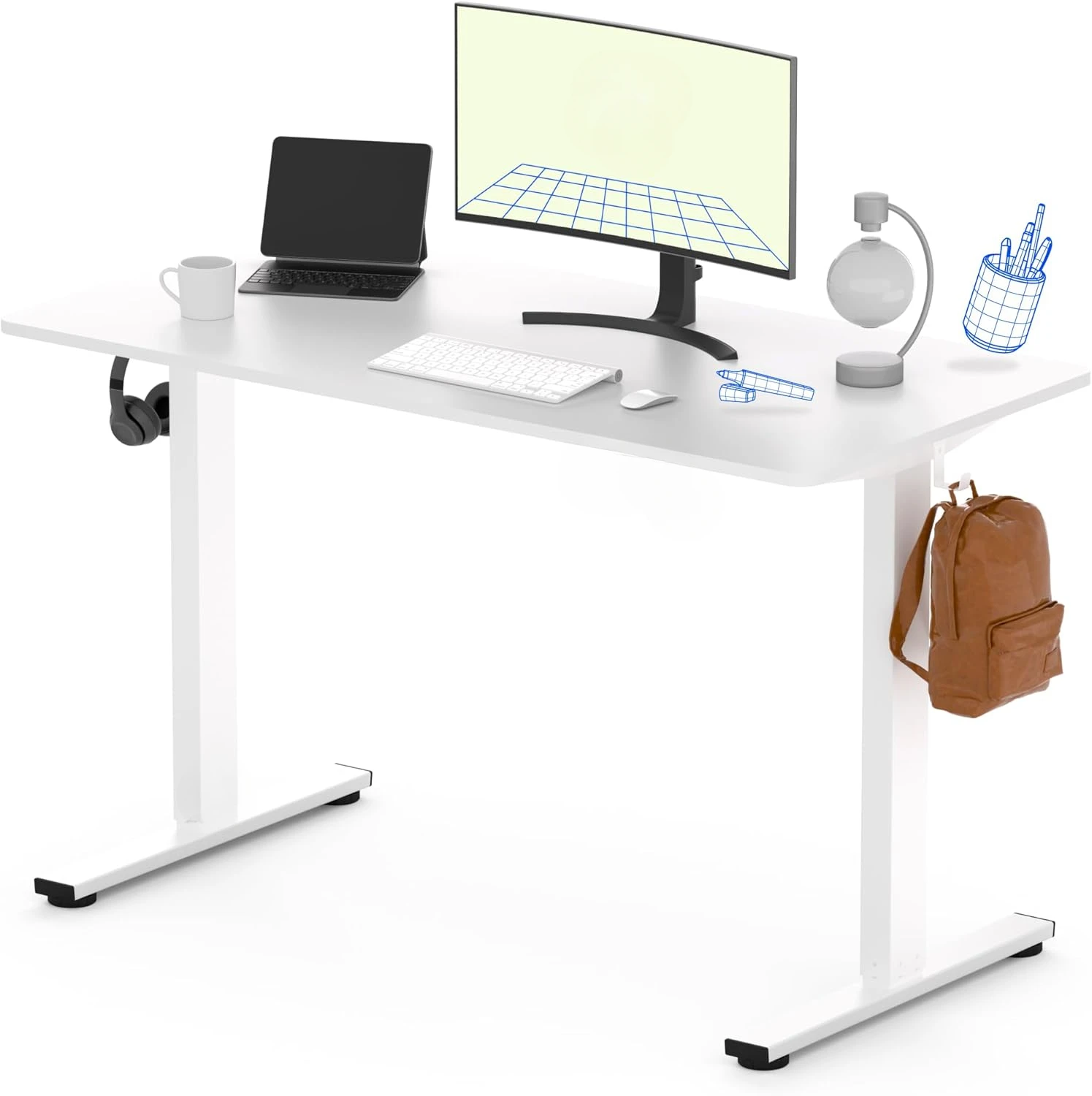 Whole-Piece White Standing  48 x 24 Inches  Board Electric Stand Up Desk