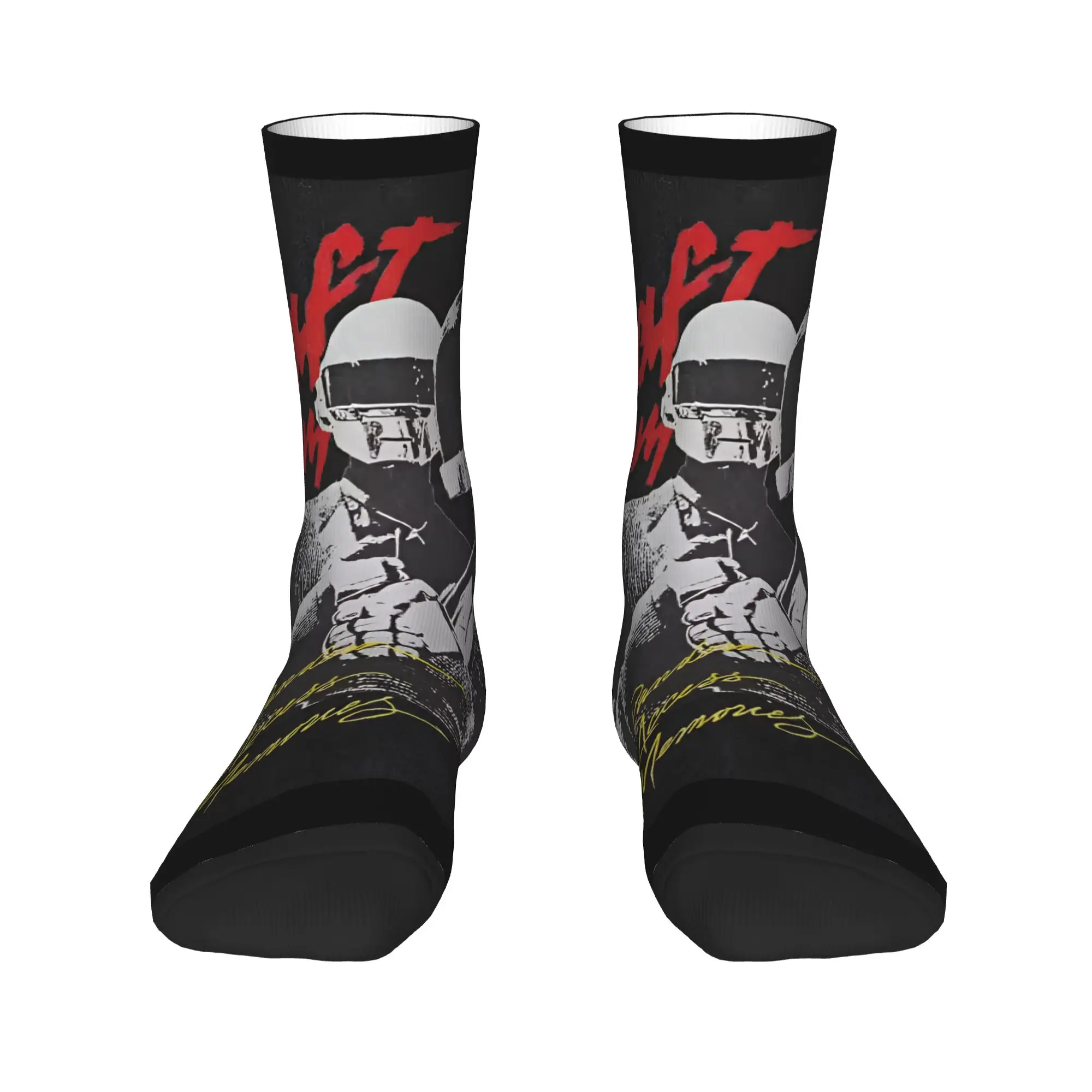 Daft punk banda eletrônica meias outono meias casuais mulheres homens meias de alta qualidade impresso ao ar livre meias antiderrapantes
