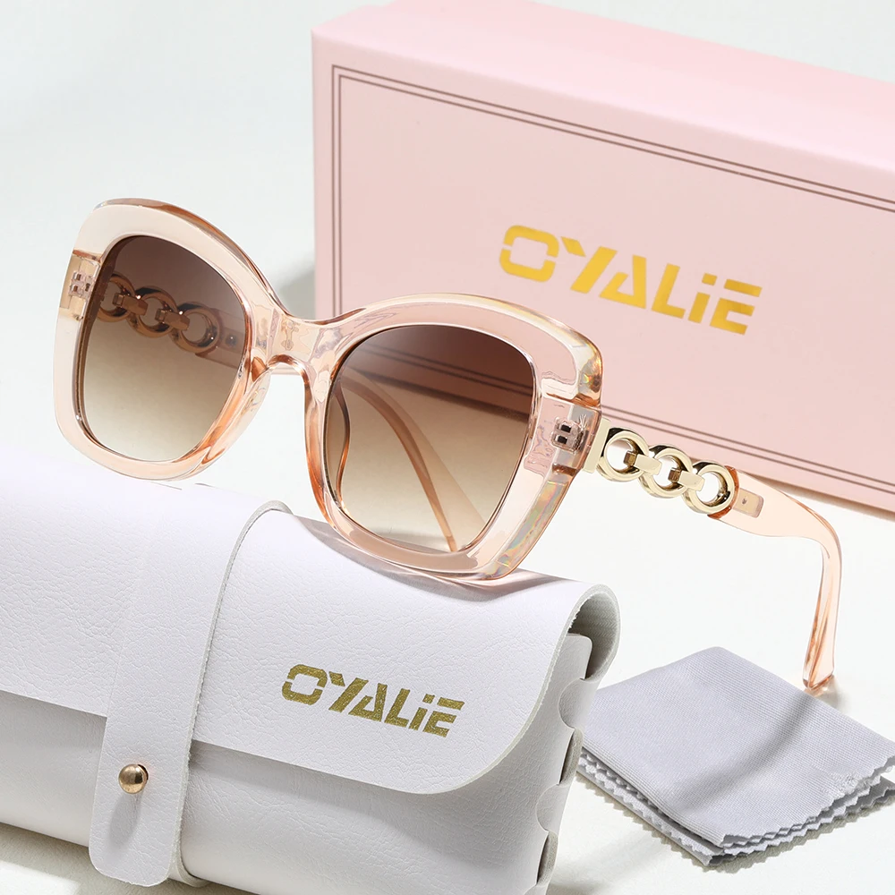 Gafas de Sol Oyalie con Cadena Redonda, una Opción Elegante, con Decoración Clásica de Cadena Dorada, que Resaltan la Elegancia con un Estilo Vintage, Complementando Fácilmente Cualquier Atuendo, lo que las Hace la Elección Ideal para Quienes Buscan Moda 