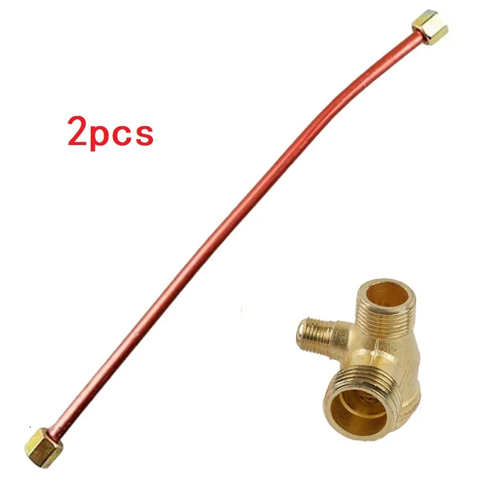 Replacement Exhaust Tube For Air Compressor 400mm With Zinc Alloy 3 Port Check Valve And Hex Nut For Stable Connection