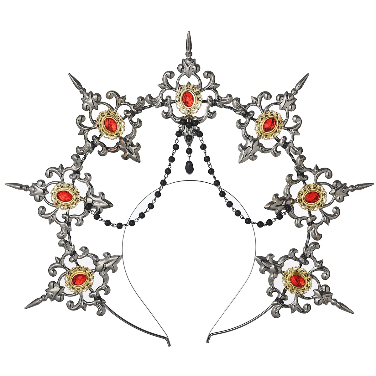 

Halo Crown Headband Baroque Lolita Gothic Cross Headpiece Women Girl Virgin Mary Diadema Tiaras Head Wear Accessories