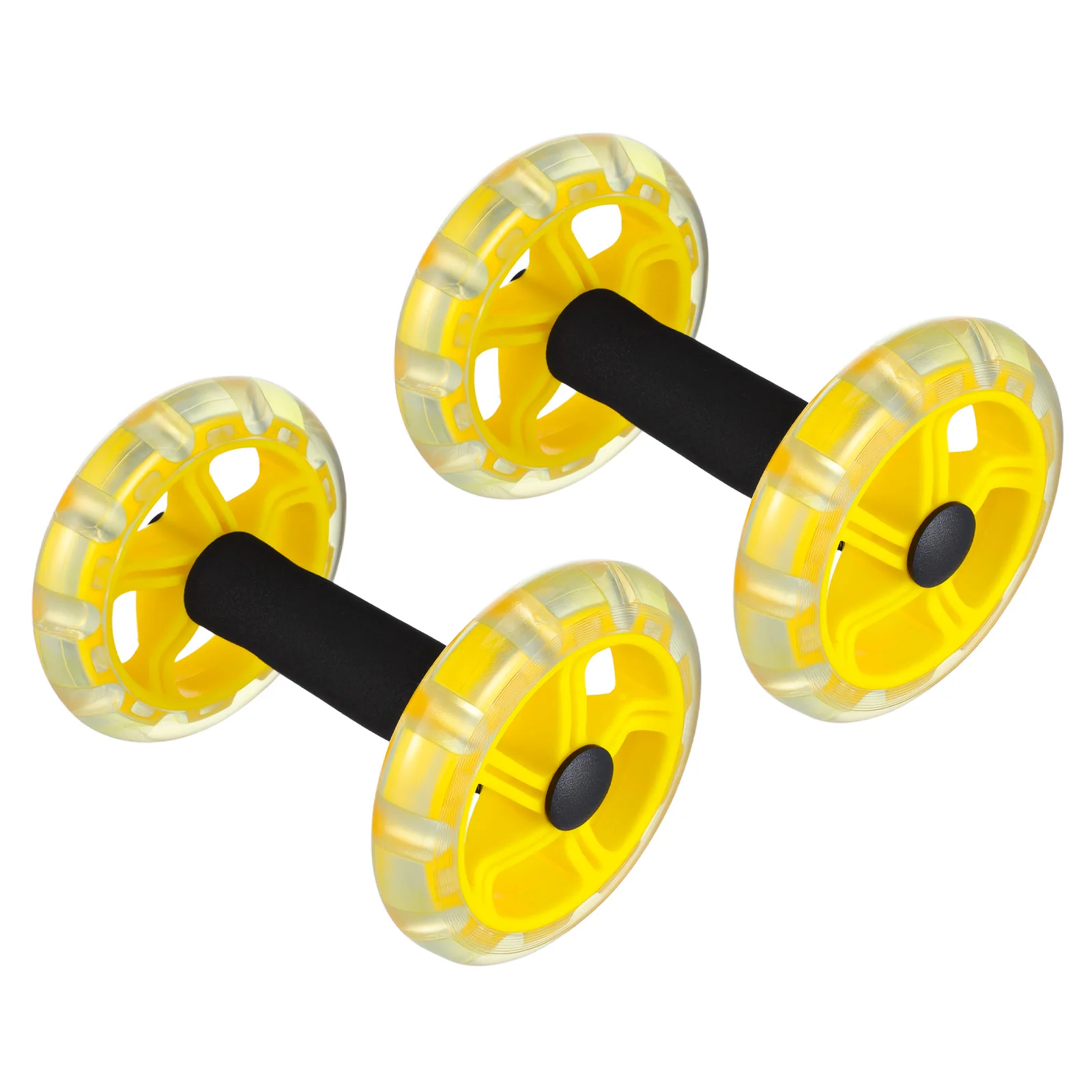

Abdominal Wheel Trainer Dual Roller in Yellow for Unisex Workout Strengthen Core Muscles Burn Fat Build Endurance Fitness