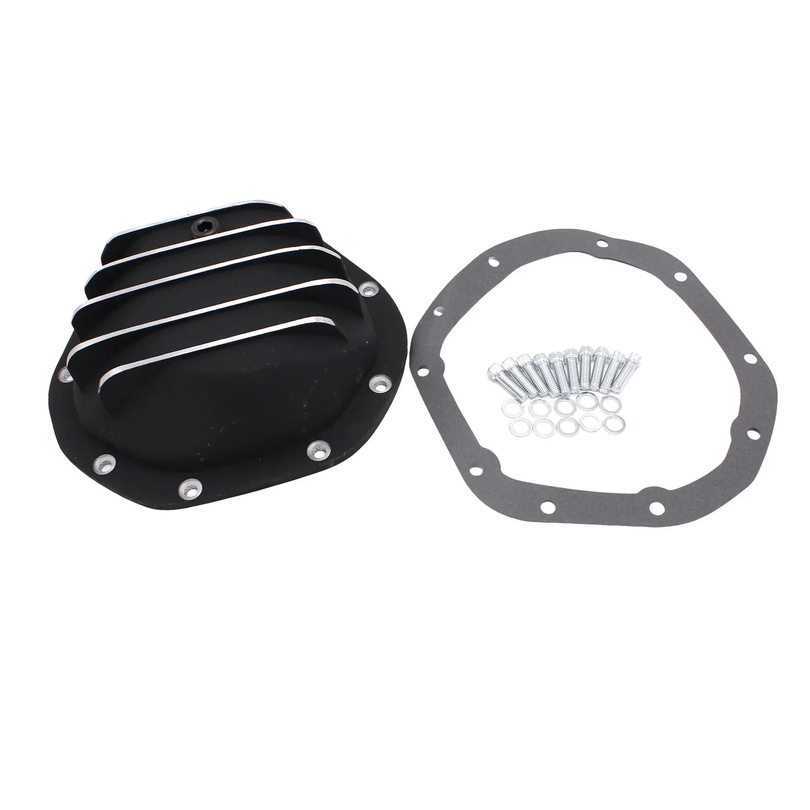 Front & Rear Dana 44 Differential Cover Kit W/10 Bolt Aluminum For 1941-2003 Chevrolet GM Ford Dodge Black Paint Jeep Wagoneer