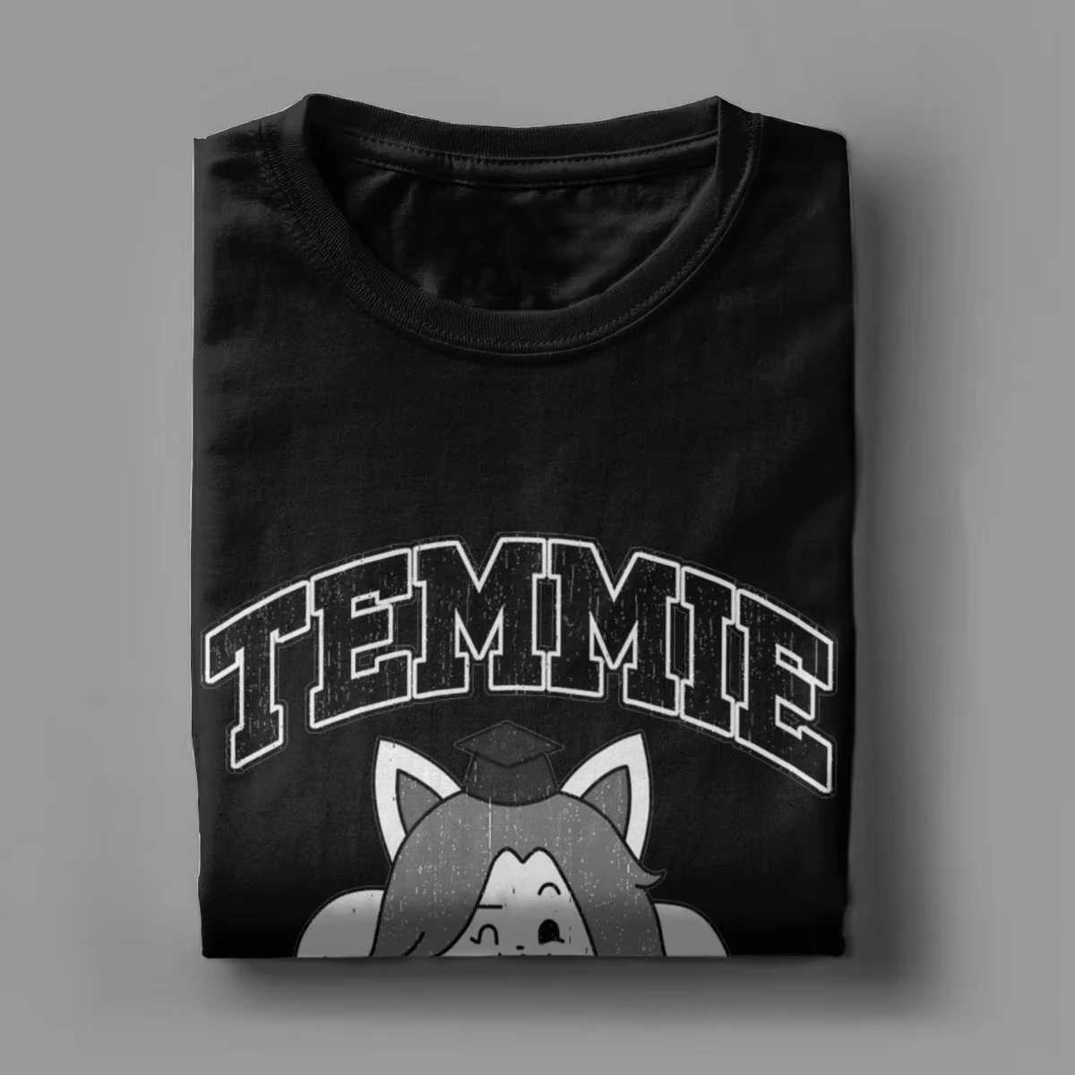 تي شيرت Temmie College Undertale للرجال من القطن الخالص تي شيرت ترفيهي برقبة دائرية تي شيرت بأكمام قصيرة ملابس للكبار