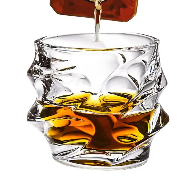 Whiskey Glasses Irregular Water Cup Beer Drink Glasses Rock Style Old Fashioned Drinking Glassware Comfortable Grip Glasses Bar