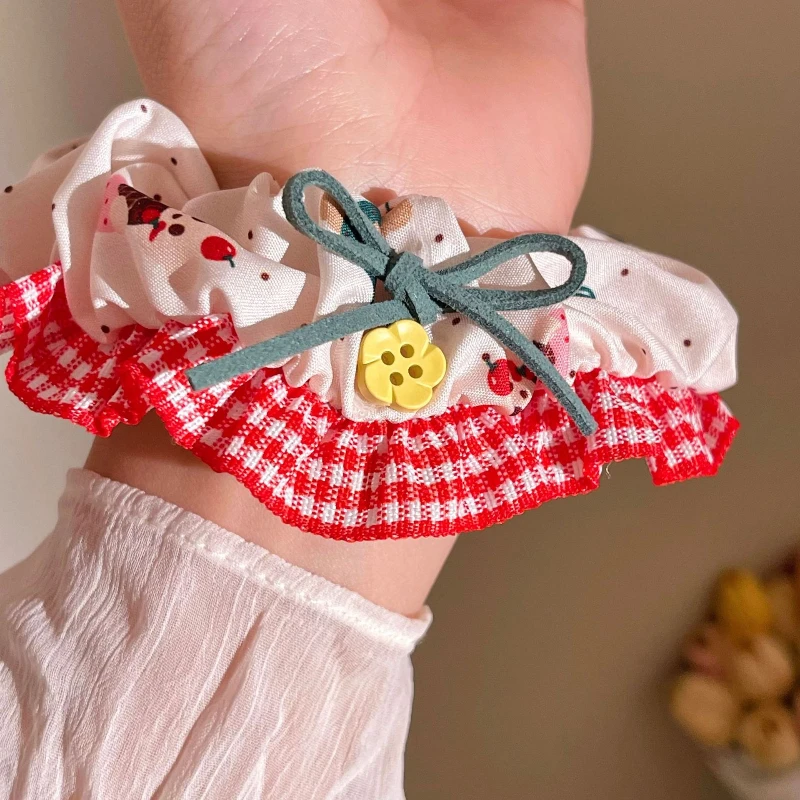 لطيف الكرز الدب عقال المرأة منقوشة تنورة إكسسوارات الشعر ذيل حصان كابيلو كورباتاس المطاط رباطات كابيلو الحلي